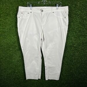Simply Emma Womens White Cropped Capri Pants Size 18W Stretch Five Pocket 1849
